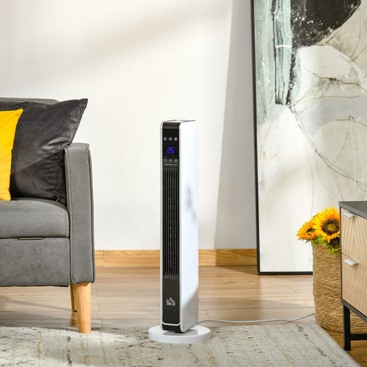 HOMCOM Ceramic Tower Heater, Oscillating Space Heater with Remote
